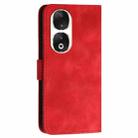 For Honor 90 Grid Butterfly Embossed Pattern Leather Phone Case with Lanyard(Red) - 3