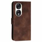 For Honor 90 Grid Butterfly Embossed Pattern Leather Phone Case with Lanyard(Coffee) - 3