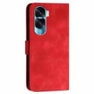 For Honor X50i 5G / 90 Lite Grid Butterfly Embossed Pattern Leather Phone Case with Lanyard(Red) - 3