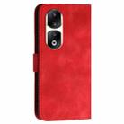 For Honor 90 Pro Grid Butterfly Embossed Pattern Leather Phone Case with Lanyard(Red) - 3