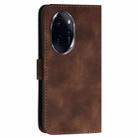 For Honor 100 Pro Grid Butterfly Embossed Pattern Leather Phone Case with Lanyard(Coffee) - 3