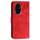 For Honor 200 Global Grid Butterfly Embossed Pattern Leather Phone Case with Lanyard(Red) - 3