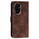 For Honor 200 Global Grid Butterfly Embossed Pattern Leather Phone Case with Lanyard(Coffee) - 3