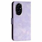 For Honor 200 Global Grid Butterfly Embossed Pattern Leather Phone Case with Lanyard(Light Purple) - 3