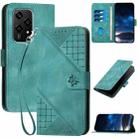 For Honor 200 Lite Global Grid Butterfly Embossed Pattern Leather Phone Case with Lanyard(Light Blue) - 1