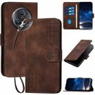 For Honor Magic5 Pro YX0080 Grid Butterfly Embossed Pattern Flip Leather Phone Case with Lanyard(Coffee) - 1