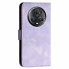 For Honor Magic5 Pro YX0080 Grid Butterfly Embossed Pattern Flip Leather Phone Case with Lanyard(Light Purple) - 3