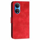 For Honor X7 4G / Play 30 Plus Grid Butterfly Embossed Pattern Leather Phone Case with Lanyard(Red) - 3