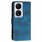 For Honor X7b 5G Grid Butterfly Embossed Pattern Leather Phone Case with Lanyard(Dark Blue) - 3