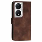 For Honor X7b 5G Grid Butterfly Embossed Pattern Leather Phone Case with Lanyard(Coffee) - 3