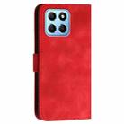 For Honor X8 5G Grid Butterfly Embossed Pattern Leather Phone Case with Lanyard(Red) - 3