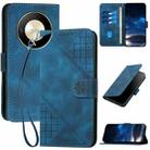 For Honor X50 / X9b YX0080 Grid Butterfly Embossed Pattern Flip Leather Phone Case with Lanyard(Dark Blue) - 1