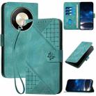 For Honor X50 / X9b YX0080 Grid Butterfly Embossed Pattern Flip Leather Phone Case with Lanyard(Light Blue) - 1