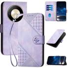 For Honor X50 / X9b YX0080 Grid Butterfly Embossed Pattern Flip Leather Phone Case with Lanyard(Light Purple) - 1