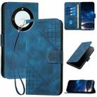 For Honor X40 5G / X9a 5G Grid Butterfly Embossed Pattern Leather Phone Case with Lanyard(Dark Blue) - 1