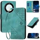 For Honor X40 5G / X9a 5G YX0080 Grid Butterfly Embossed Pattern Flip Leather Phone Case with Lanyard(Light Blue) - 1