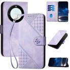 For Honor X40 5G / X9a 5G Grid Butterfly Embossed Pattern Leather Phone Case with Lanyard(Light Purple) - 1