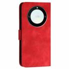 For Honor Magic5 Lite Grid Butterfly Embossed Pattern Leather Phone Case with Lanyard(Red) - 3