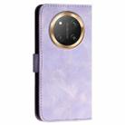 For Honor X9c Global Grid Butterfly Embossed Pattern Leather Phone Case with Lanyard(Light Purple) - 3