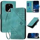 For Honor GT Pro Grid Butterfly Embossed Pattern Leather Phone Case with Lanyard(Light Blue) - 1