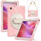 For Lenovo Tab 10.1 2025 / ZhaoYang K10c Rotatable Holder Silicone Hybrid PC Tablet Case with Shoulder Strap(Pink) - 1