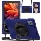 For Lenovo Tab K11 Plus Rotatable Holder Silicone Hybrid PC Tablet Case with Shoulder Strap(Navy Blue) - 1