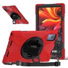 For Lenovo Tab K11 Plus Rotatable Holder Silicone Hybrid PC Tablet Case with Shoulder Strap(Red) - 2