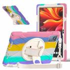 For Lenovo Tab K11 Plus Rotatable Holder Silicone Hybrid PC Tablet Case with Shoulder Strap(Colorful Pink) - 2