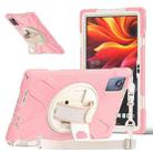 For Lenovo Tab K11 Plus Rotatable Holder Silicone Hybrid PC Tablet Case with Shoulder Strap(Pink) - 2