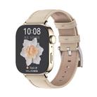 For Huawei Watch Fit3 MIJOBS Genuine Leather Watch Band(Beige Light Gold) - 1