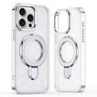 For iPhone 16 Pro Max Glitter Ring Holder MagSafe Phone Case(White) - 1