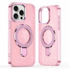 For iPhone 16 Pro Glitter Ring Holder MagSafe Phone Case(Pink) - 1