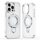 For iPhone 16 Pro Glitter Ring Holder MagSafe Phone Case(White) - 1