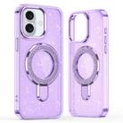 For iPhone 16 Plus Glitter Ring Holder MagSafe Phone Case(Purple) - 1