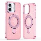 For iPhone 16 Glitter Ring Holder MagSafe Phone Case(Pink) - 1