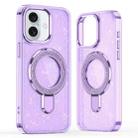 For iPhone 16 Glitter Ring Holder MagSafe Phone Case(Purple) - 1