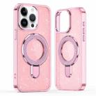 For iPhone 15 Pro Glitter Ring Holder MagSafe Phone Case(Pink) - 1