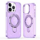 For iPhone 15 Pro Glitter Ring Holder MagSafe Phone Case(Purple) - 1