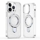 For iPhone 13 Pro Max Glitter Ring Holder MagSafe Phone Case(White) - 1