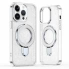 For iPhone 13 Pro Glitter Ring Holder MagSafe Phone Case(White) - 1