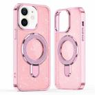 For iPhone 12 / 12 Pro Glitter Ring Holder MagSafe Phone Case(Pink) - 1