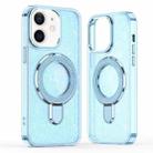 For iPhone 12 / 12 Pro Glitter Ring Holder MagSafe Phone Case(Blue) - 1