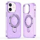 For iPhone 12 / 12 Pro Glitter Ring Holder MagSafe Phone Case(Purple) - 1