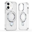 For iPhone 12 / 12 Pro Glitter Ring Holder MagSafe Phone Case(White) - 1