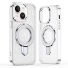 For iPhone 15 Plus Glitter Ring Holder MagSafe Phone Case(White) - 1