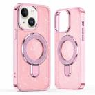 For iPhone 14 Plus Glitter Ring Holder MagSafe Phone Case(Pink) - 1