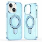 For iPhone 14 Plus Glitter Ring Holder MagSafe Phone Case(Blue) - 1