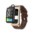 A8 1.98 inch 2 in 1 Bluetooth Earphone Silicone Strap Smart Watch, Support ECG / NFC(Brown) - 1