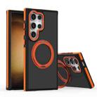 For Samsung Galaxy S24 Ultra 5G Dual-Color Skin Feel Rotating Holder Phone Case(Orange) - 1