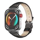 For Huawei Watch Fit3 MIJOBS Slim Genuine Leather Watch Band(Black Silver) - 1